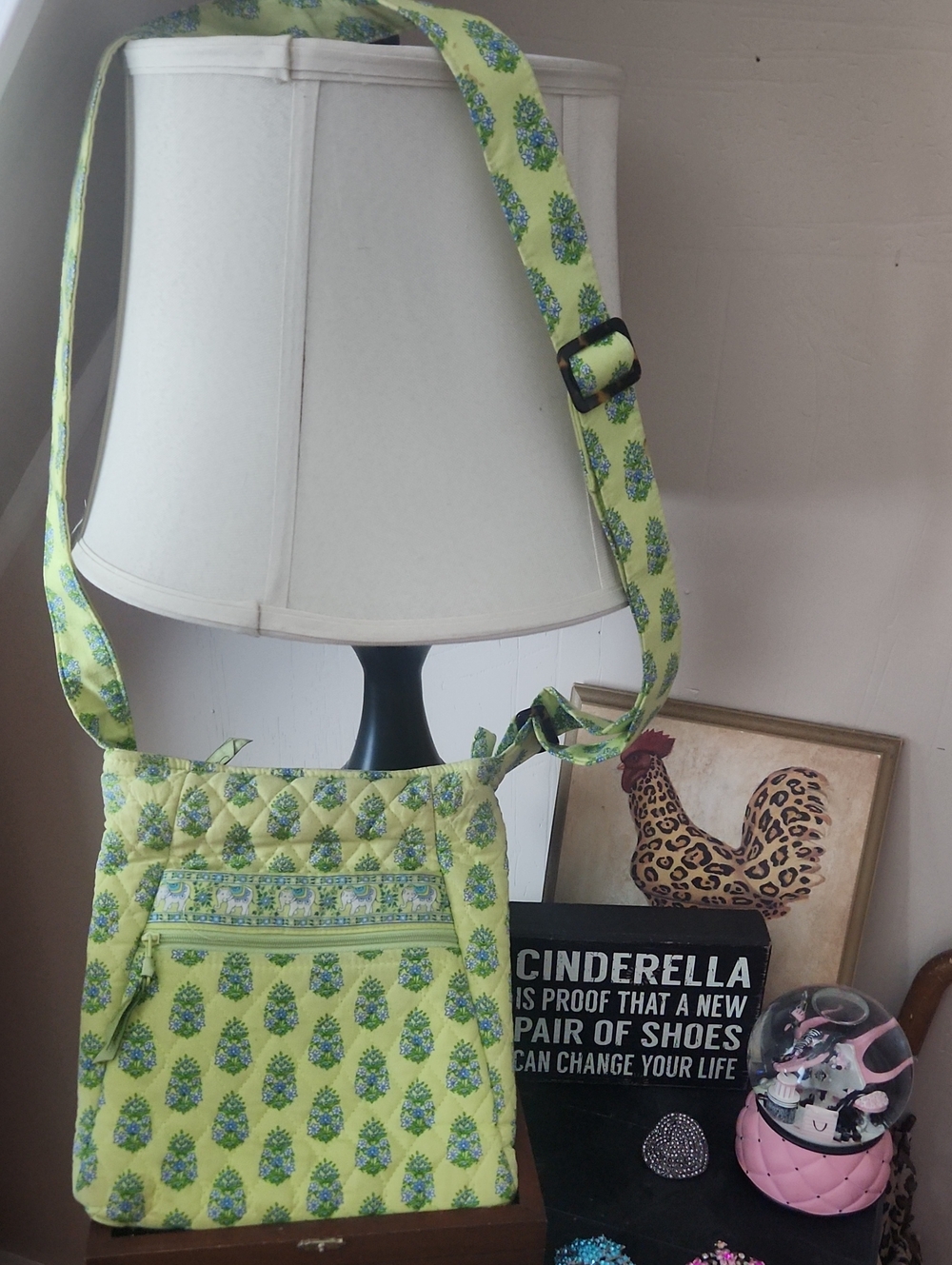 Vera Bradley Citrus Elephant Lime Green Floral Crossbody Vintage Bag